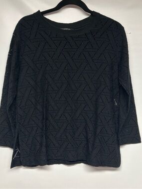 Banana Republic Black Openwork Geometric Knit Sweater